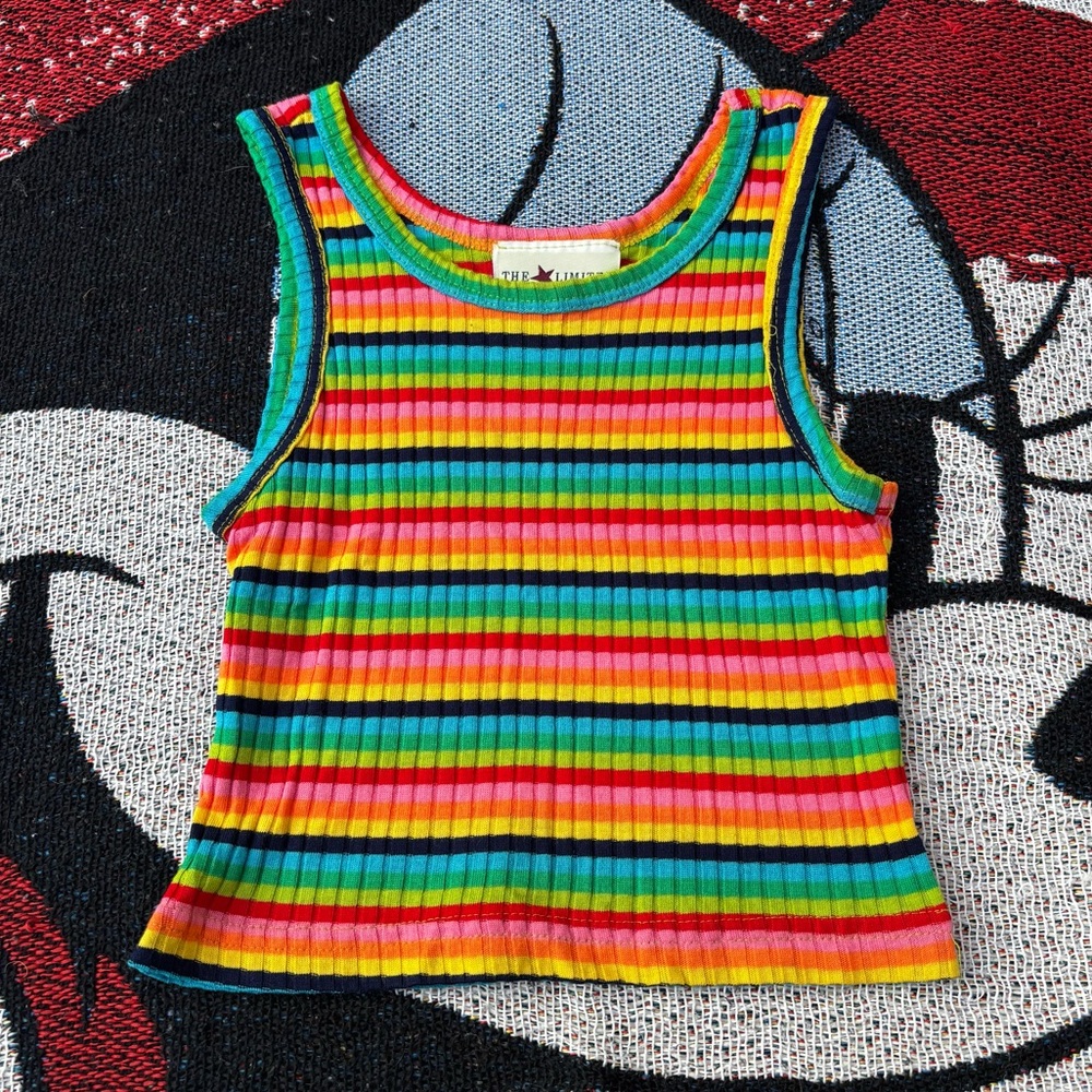 VINTAGE THE LIMITED RIBBED RAINBOW STRIPE TOP SIZE GIRLS 10